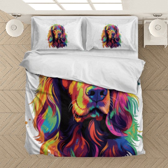 Watercolor Colorful Irish Setter Bedding Sets