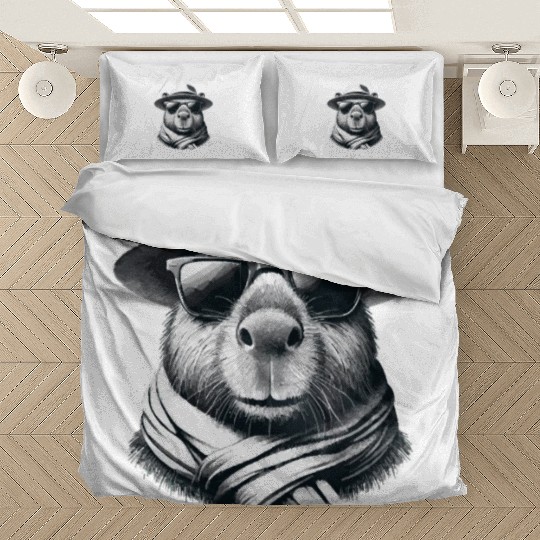 Capybara With Sunglasses Capy Commander Bedding Sets