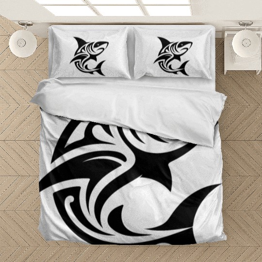 Tribal Tiger Shark Style Diver Fan Tattoo Bedding Sets