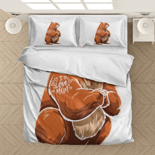 Capybara Biceps Tattoo I Love Mom Bedding Sets