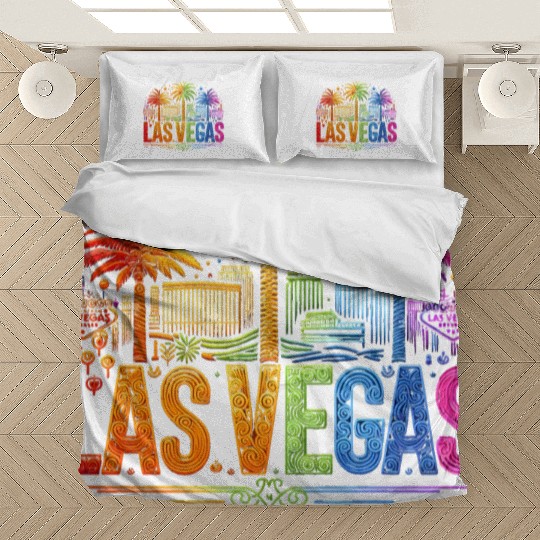 RAINBOW VIBRANT NEON LIGHTS ILLUMINATE LAS VEGAS Bedding Sets