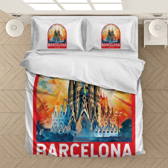 Barcelona Spain Travel Art Emblem Bedding Sets