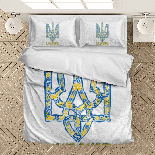 Ukraine trident in Ukrainian flag colors Bedding Sets