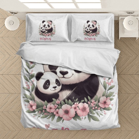 Panda Lover I Mama Panda And Cub Mother's Day Bedding Sets