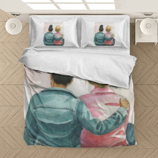 Watercolor Lesbian Couple Bedding Sets