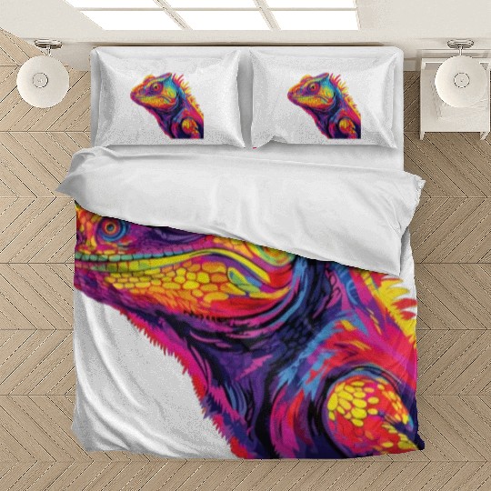 Watercolor Colorful Chameleon Colorful Animals Bedding Sets