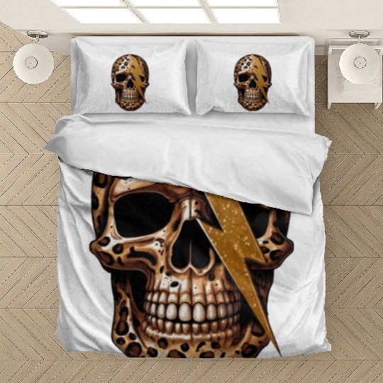 skull with leopard animal print Bedding Sets