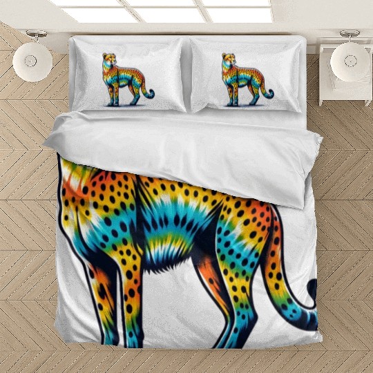 Tie Dye Cheetah Colorful Hippie Wildcat Bedding Sets