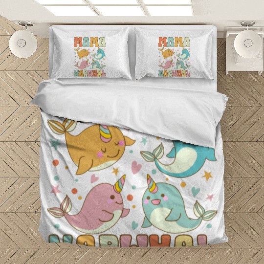 Groovy Narwhal Mom Narwhal Lover Bedding Sets