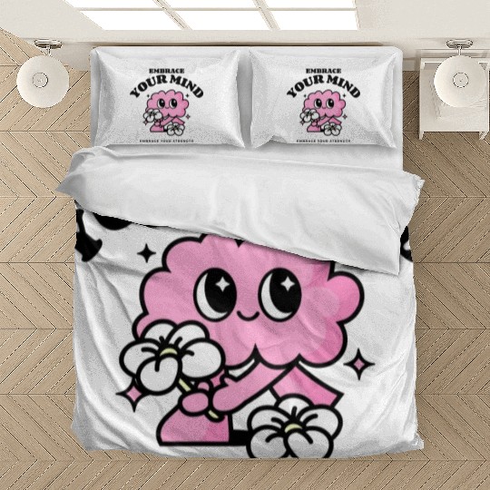 Design for mental health with a cute brain Bedding Sets