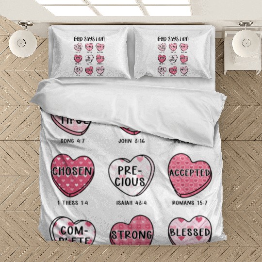 God Says I Am Valentine Candy Hearts Bedding Sets