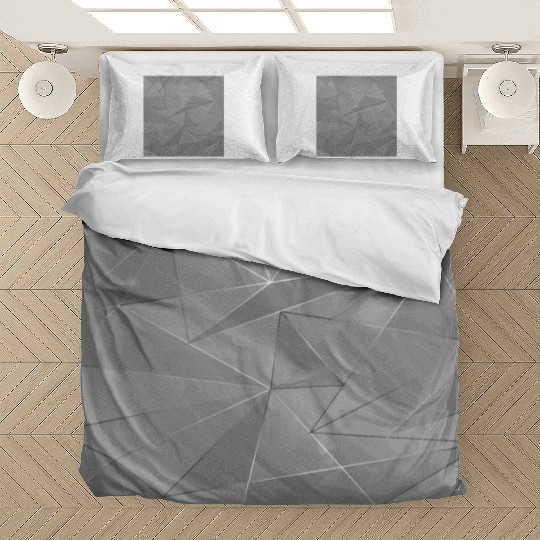 Grey silver low poly abstract background Bedding Sets