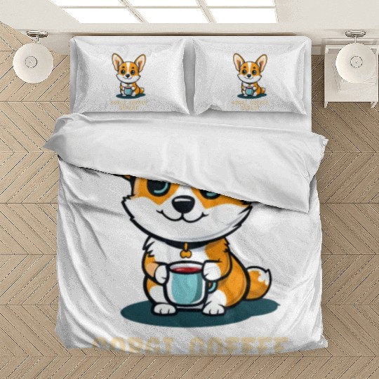 Corgi Mom Dad Corgi Coffee Repeat Bedding Sets