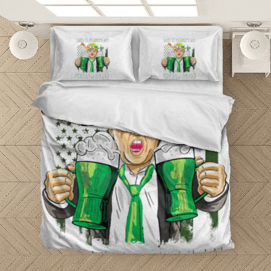 Funny Trump 2024 Make St Patrick s Day Great Again Bedding Sets