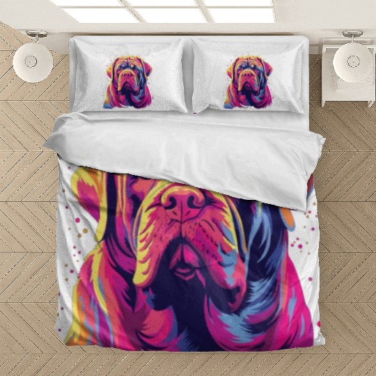 Watercolor Colorful Neapolitan Mastiff Bedding Sets