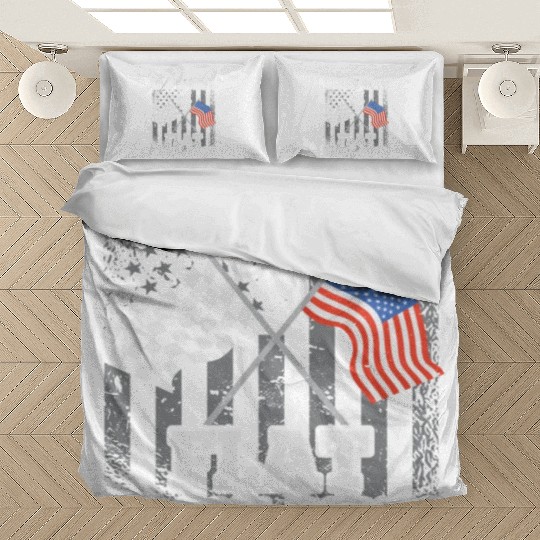 US Flag Flat Track Racing USA Patriotic Bedding Sets