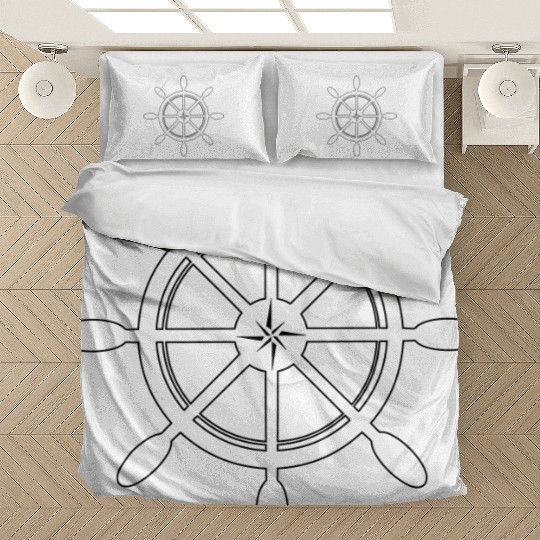 Ship's Wheel, nautical star & cardinal directions Bedding Sets