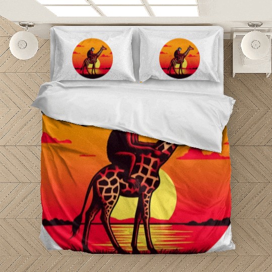 Sunset Safari: Monkey Riding Giraffe Bedding Sets
