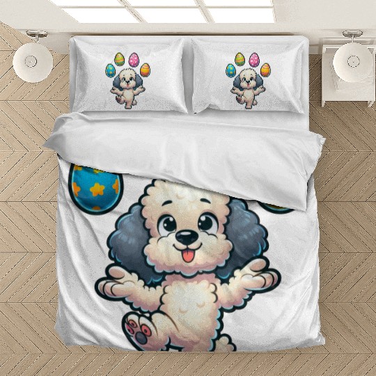 Easter Egg Easter Dog Poodle Juggling Juggler Bedding Sets