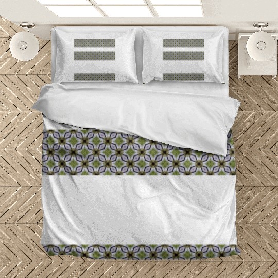 irregular stripes of green and lavender Bedding Sets