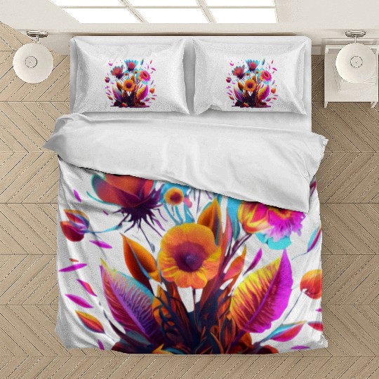 Cyberpunk Neon Glow FlowersDesign Bedding Sets