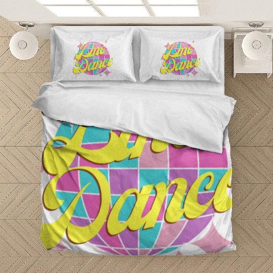 Line dance disco ball in fun neon party colors Bedding Sets