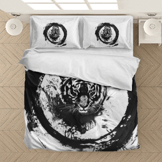 Majestic Tiger Silhouette Against Circ Bedding Sets