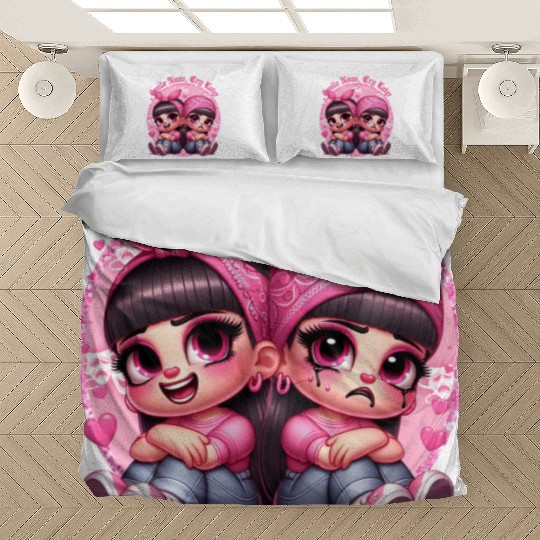 Smile Now Cry Later Drama girls Chicano Art Bedding Sets