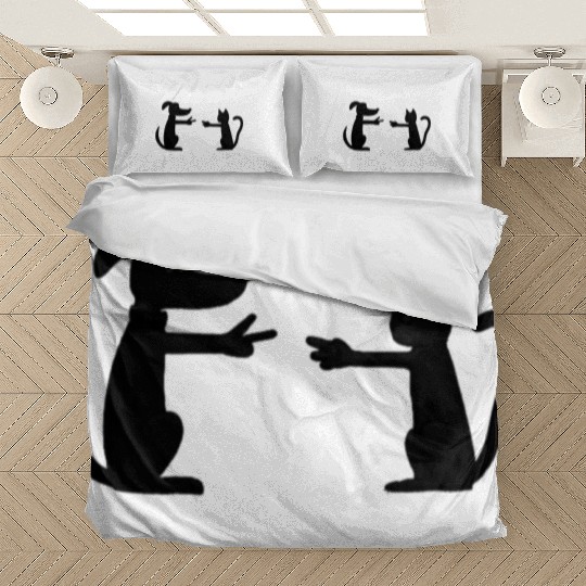 Funny dog and cat Rock-Paper-Scissors Bedding Sets
