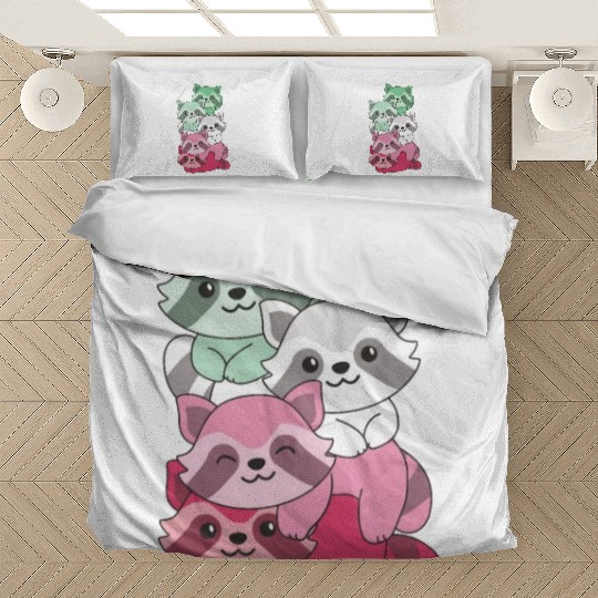 Abrosexual Flag Pride Lgbtq Cute Raccoon Bedding Sets