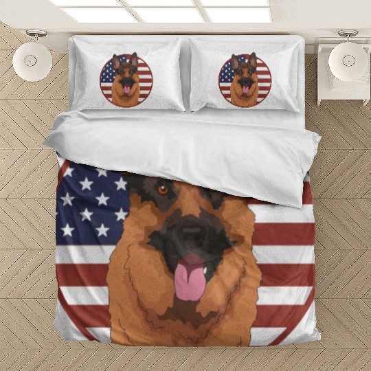 German Shepherd US Flag Dog Owner Bedding Sets