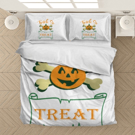 Trick or treat crossbones Halloween pumpkin Bedding Sets