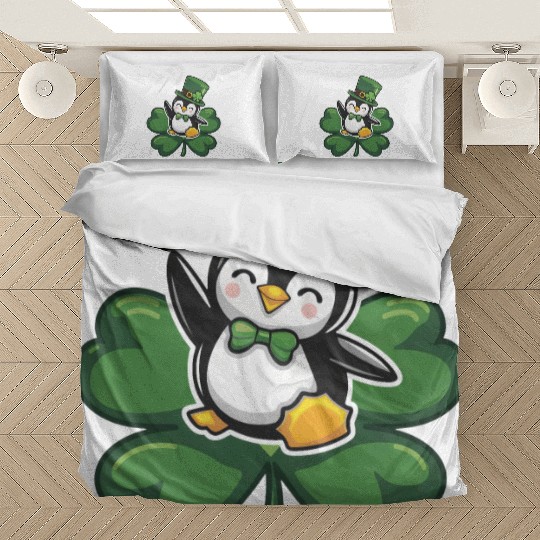 St. Patrick's Day Penguin: Cute Cartoon Design Bedding Sets