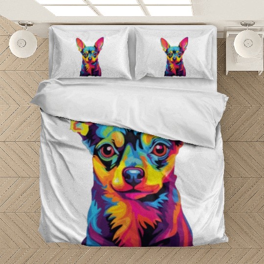 Watercolor Colorful Russian Toy Terrier Bedding Sets