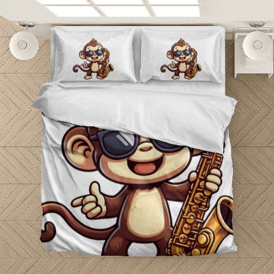Jazz Saxophone Monkey Chimpanzee Music Lover Bedding Sets