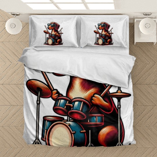Dachshund Drummer Wiener Dog Design Bedding Sets