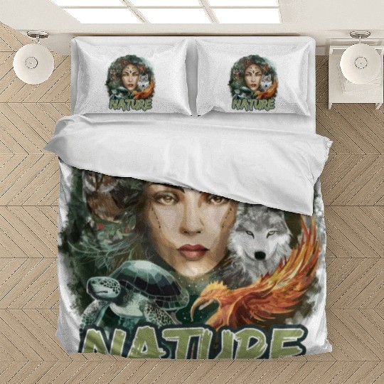 Nature-Inspired Wolf Owl Turtle Phoenix Woman Bedding Sets