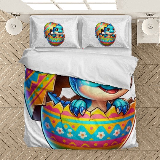 Easter Egg Dino T-Rex Hatching Colorful Cartoon Bedding Sets