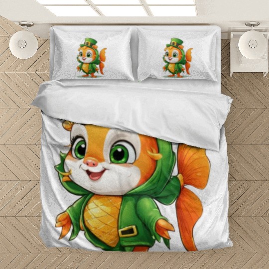 Lucky Fin: St. Patrick's Cute Fish Design Vibrant Bedding Sets