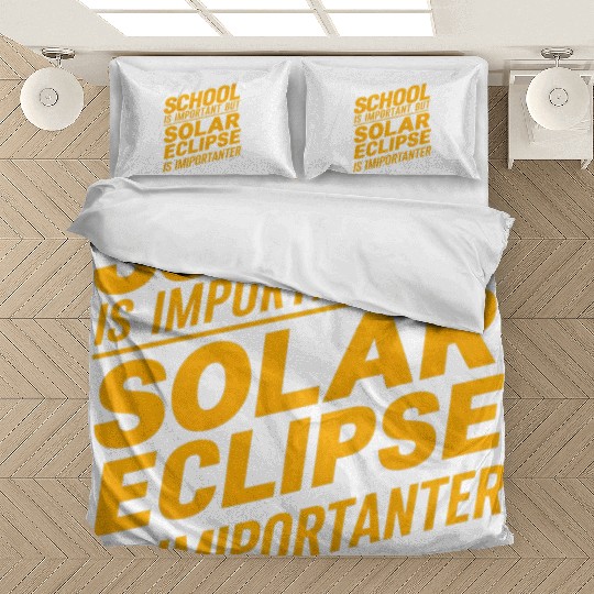 school is important but solar eclipse is important Bedding Sets