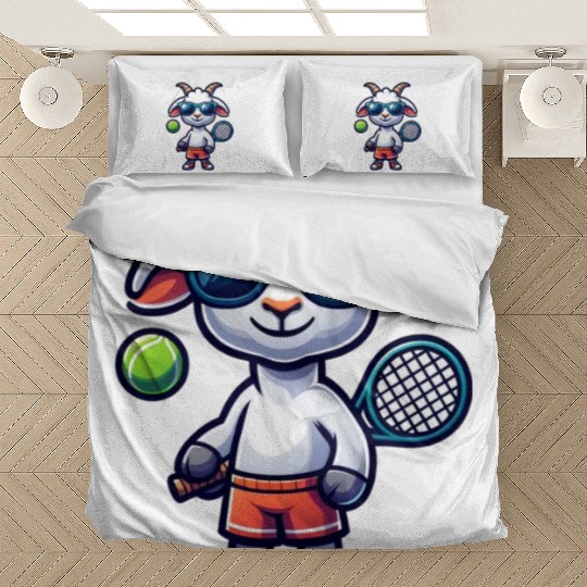 Goat Tennis Player Court Match Design Bedding Sets