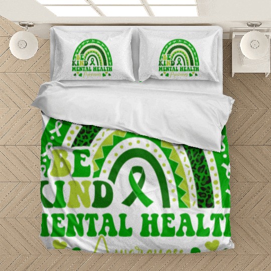Green Rainbow Be Kind Mental Health Bedding Sets