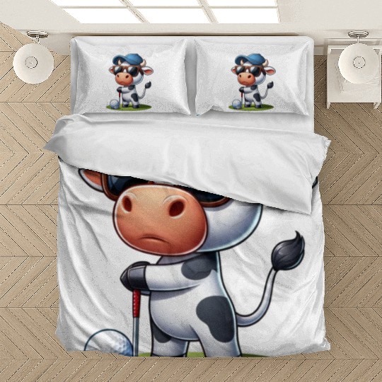 Cow Golfer Golf Course Dog Owner Bedding Sets