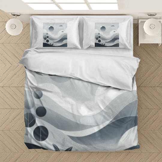 "Tranquil Monochrome Horizon" Bedding Sets