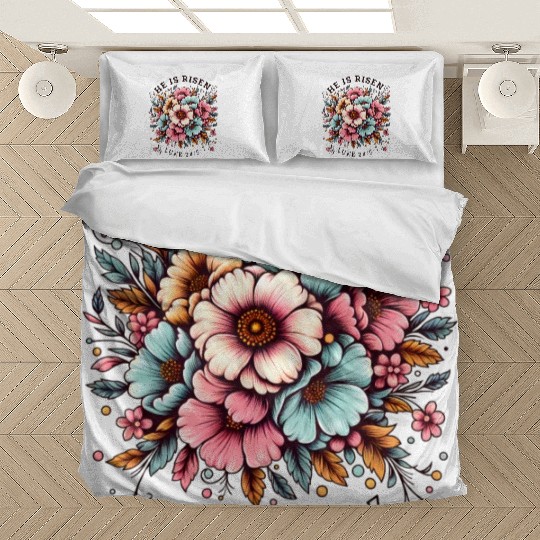 He is Risen Floral Easter Christian Duo Bedding Sets