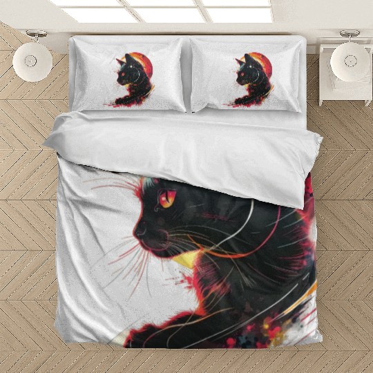 Solar Eclipse with Cat Bedding Sets