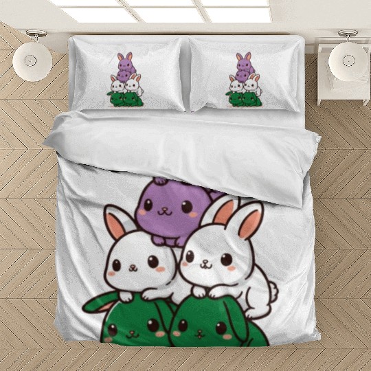 Bunnies Genderqueer Flag Pride Month Cute Bunny Bedding Sets