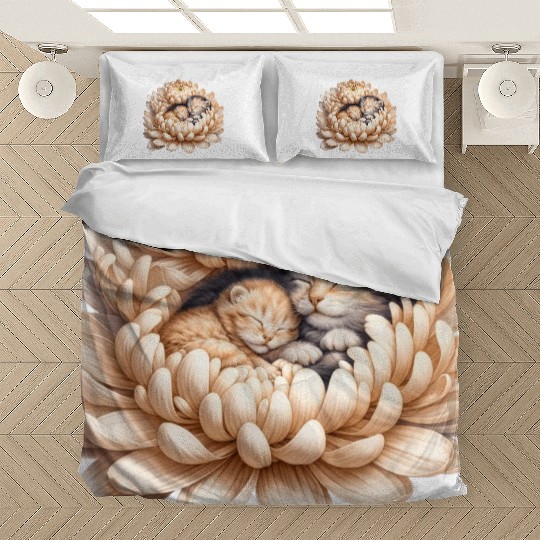 Kittens Sleeping In Flower Bedding Sets
