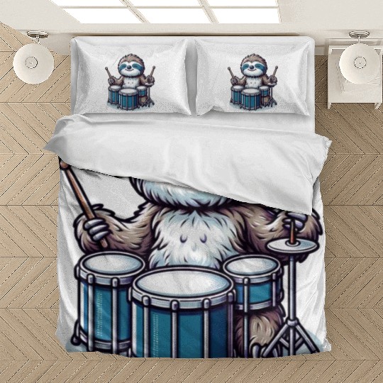 Cool Sloth Drummer Lazy Vibes Design Bedding Sets