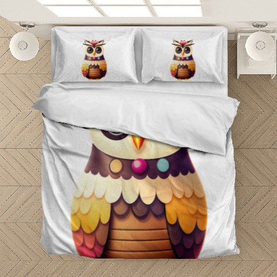 Cute deco owl illustration Bedding Sets